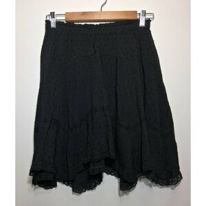 Beltaine womens small black full skirt swiss dot lace boho elastic waist